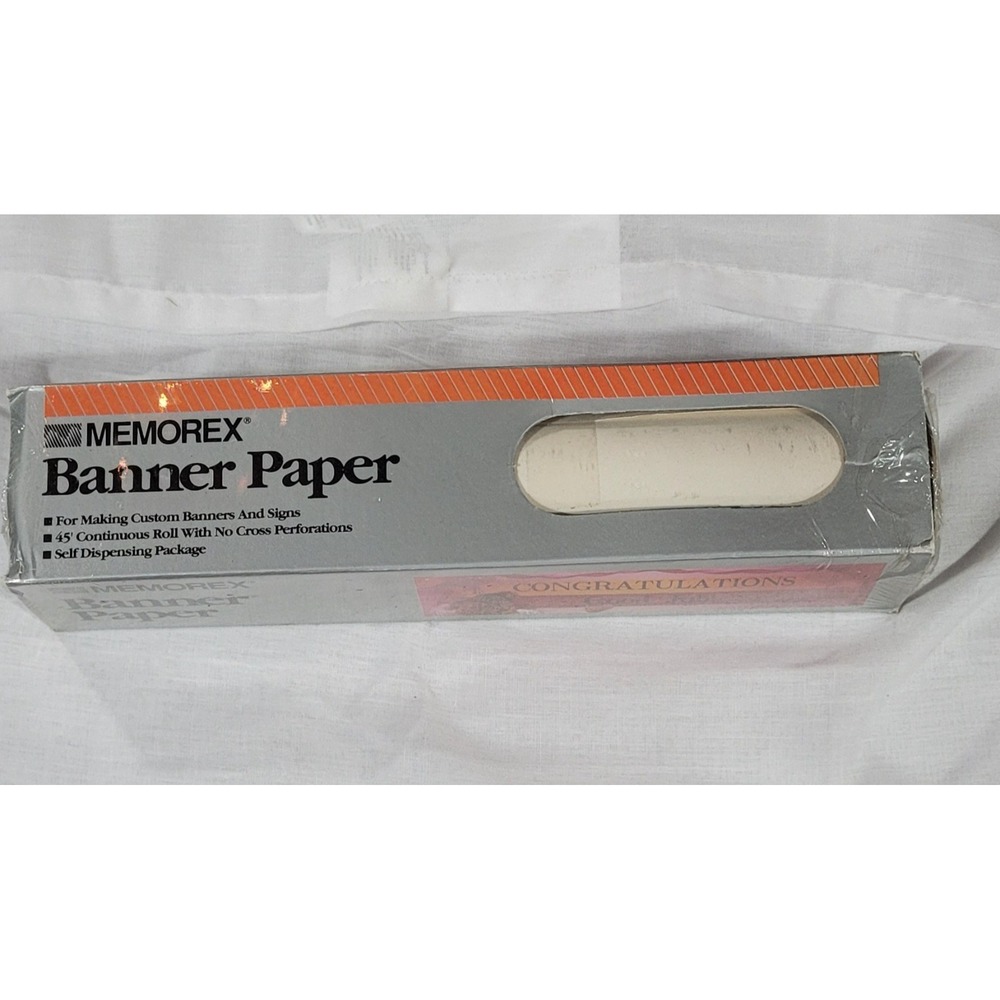 Vintage‎ Memorex Banner Paper 1 Continuous Roll White - Sealed
